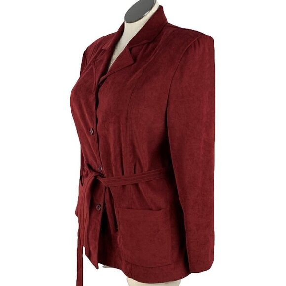 Briggs womens blazer size L red ultra suede career with pockets vintage 90s - Picture 4 of 10